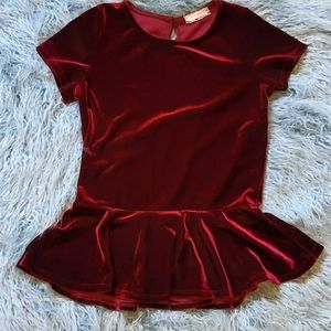 Like New! Girls Burgundy Peplum Shirt Sz 14 Large